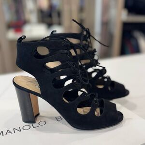Manolo Blahnik suede cage sandals size 37